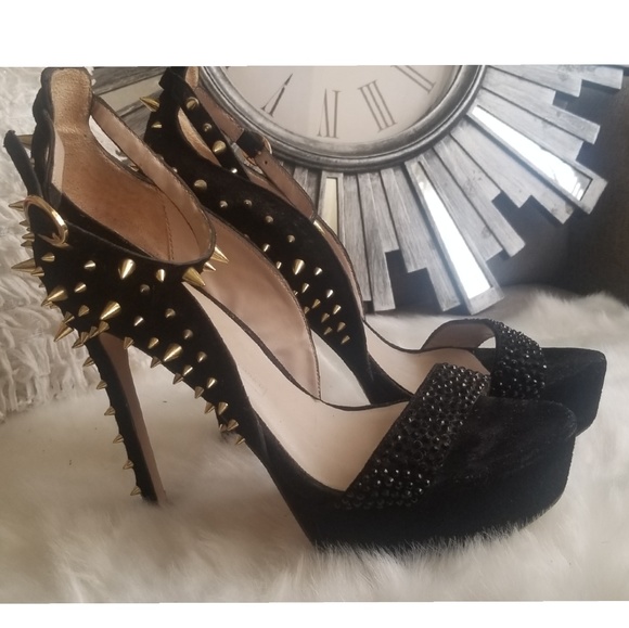 Zara women spike studded platform heels